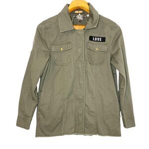 JUNK FOOD The Beatles Peace and Love Utility Jacket Army Green Sz: S